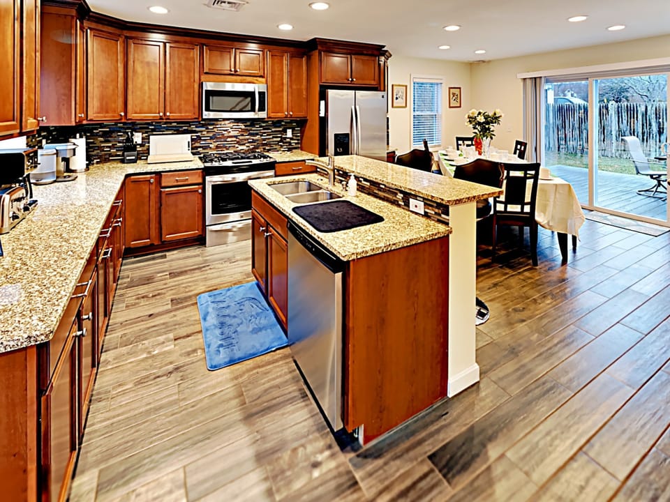 Kitchen and Dining area are full of air and  light