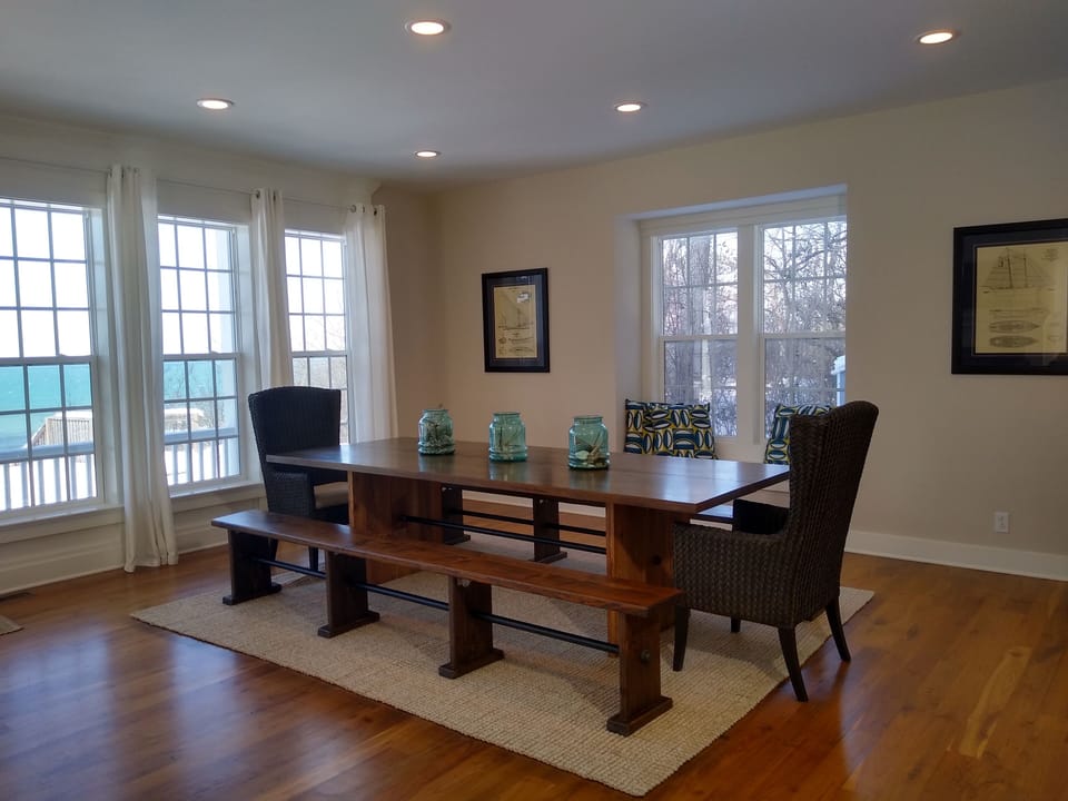 Generous Crate & Barrel Dining Table with Plenty of Seating for All