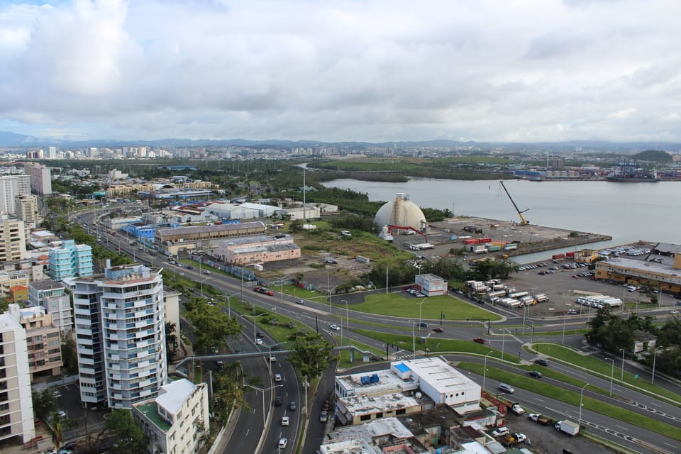 San Juan port and the financial district (Hato Rey) in the far distance.
