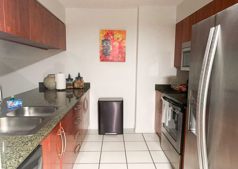 Nice kitchen with dishwasher.Fully stocked.Fridge has a filtered water dispenser