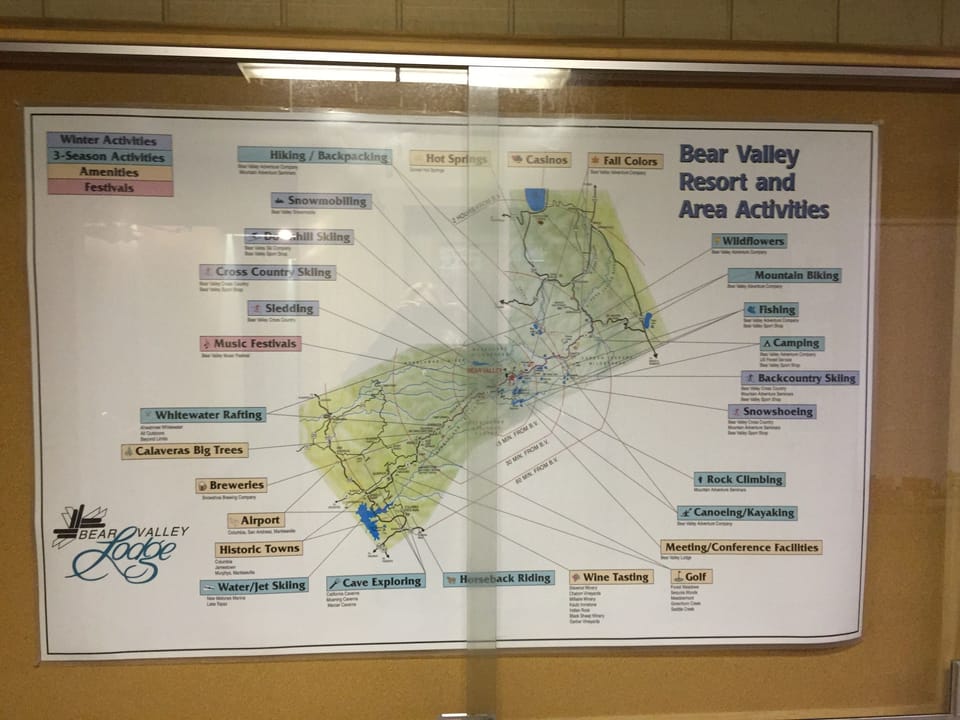 MAP OF BEAR VALLEY ACTIVITIES: MOUNTAIN BIKING, DISC GOLF, HIKING, WILDFLOWERS
