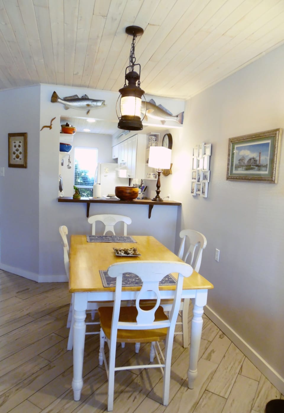 Dining area with extra folding chairs on hand