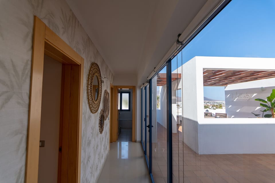 Corridor area of the villa overlooking the front terrace.