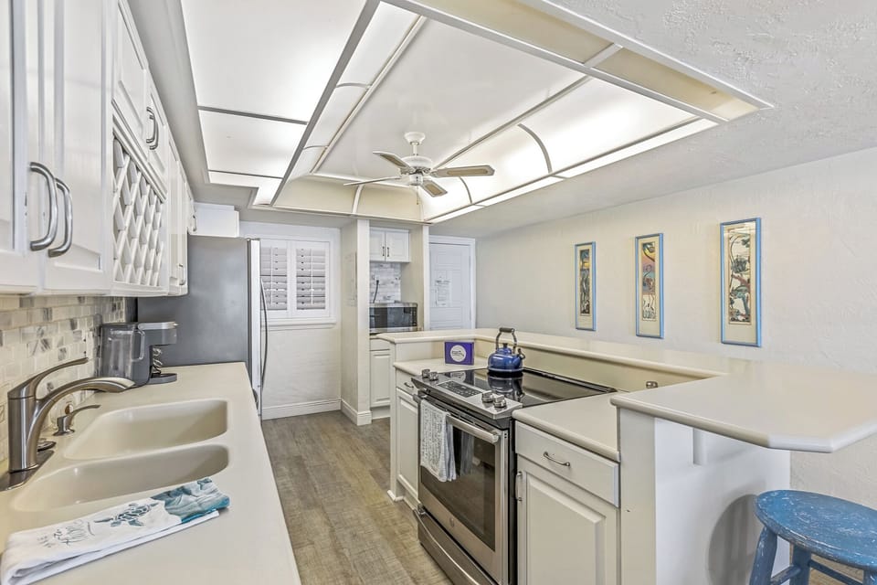 Fully equipped kitchen space.