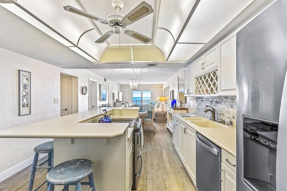 Fully equipped kitchen space.