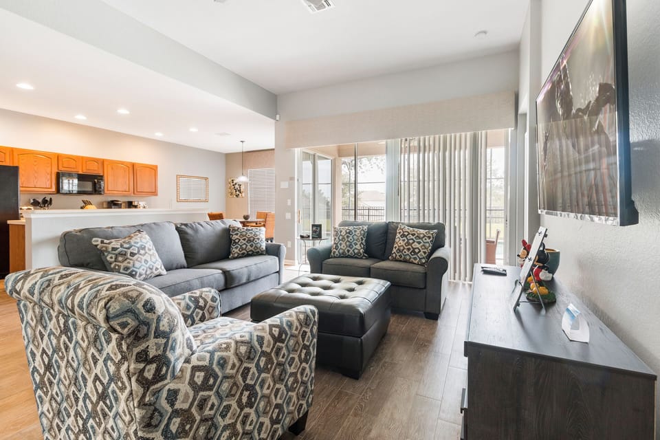 Comfortable sofa seating for you to relax after long days at the theme parks