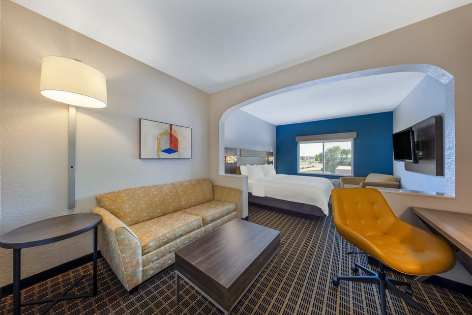 In-room safe, desk, iron/ironing board, free cribs/infant beds