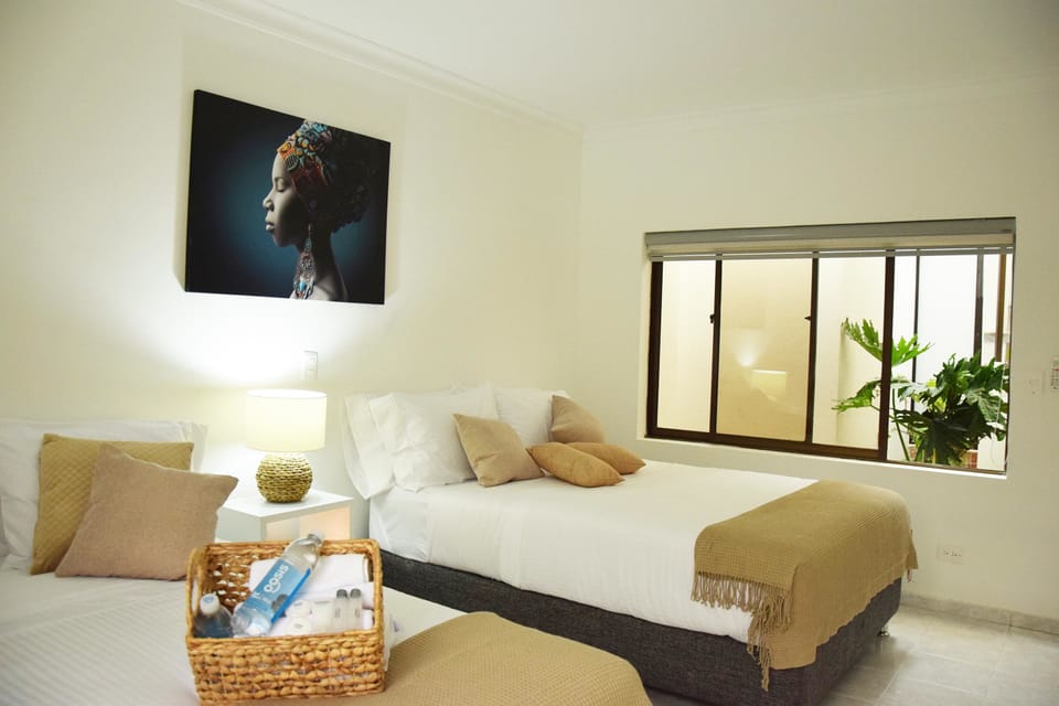 Deluxe Double Room, 2 Double Beds, Non Smoking, Garden Area | Iron/ironing board, free WiFi, bed sheets