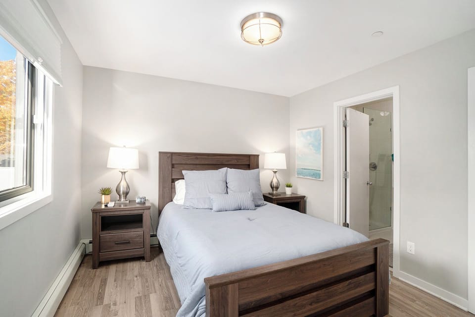 Upstairs master bedroom with queen bed