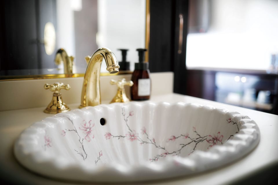 Combined shower/tub, deep soaking tub, free toiletries, hair dryer