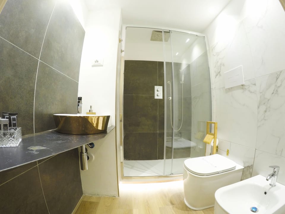 Deluxe Double Room | Bathroom | Shower, rainfall showerhead, free toiletries, hair dryer