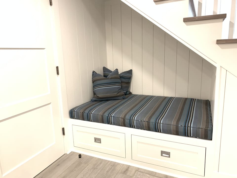 Basement custom upholstery nook 