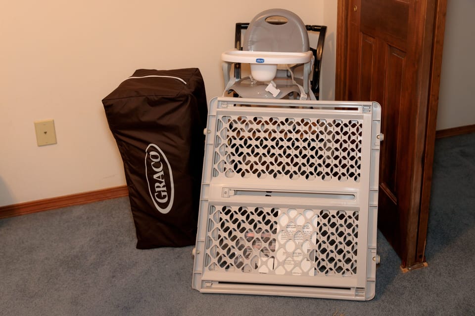 Portable Crib, Highchair, and Gate