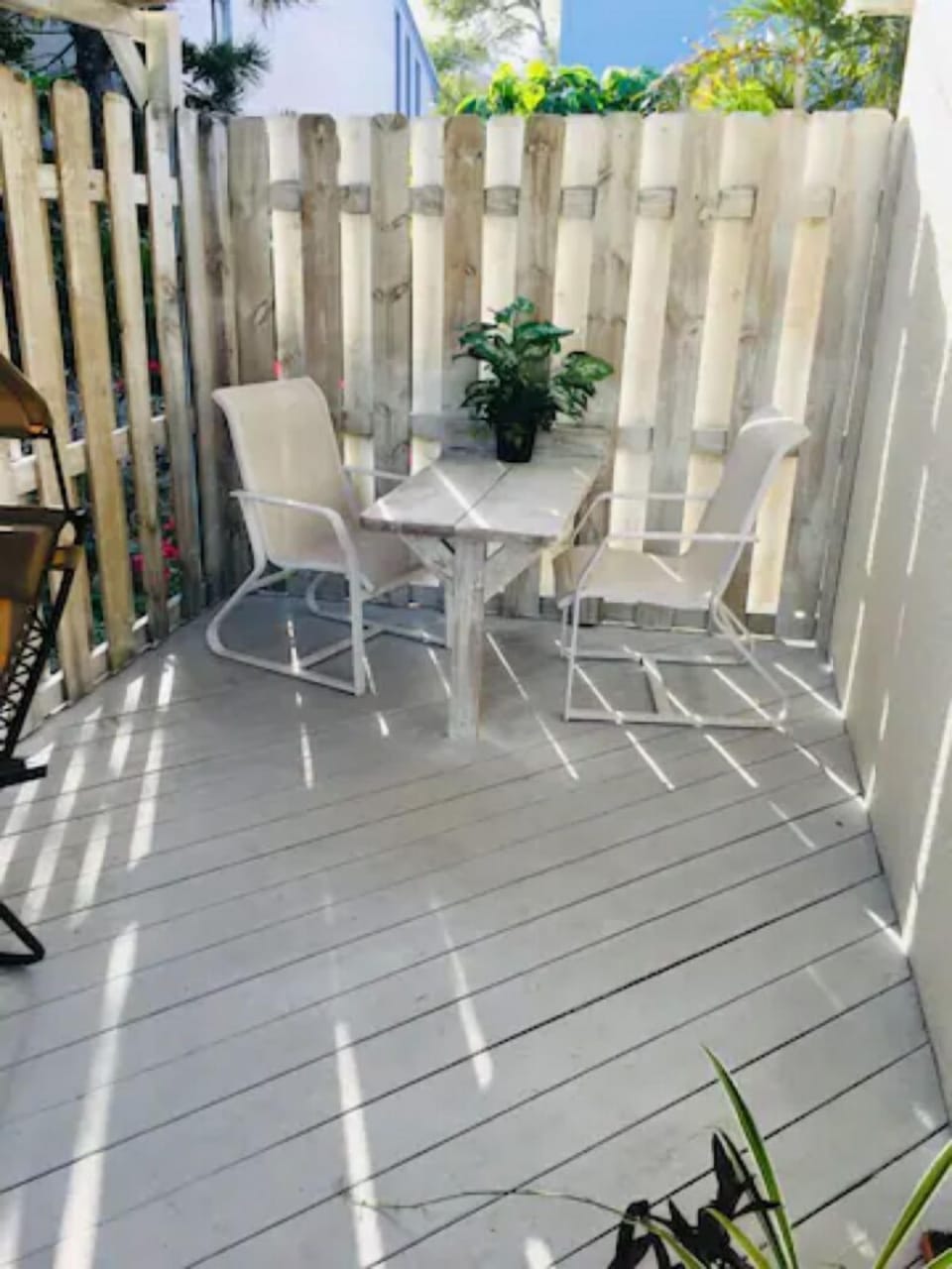 Fenced in deck.