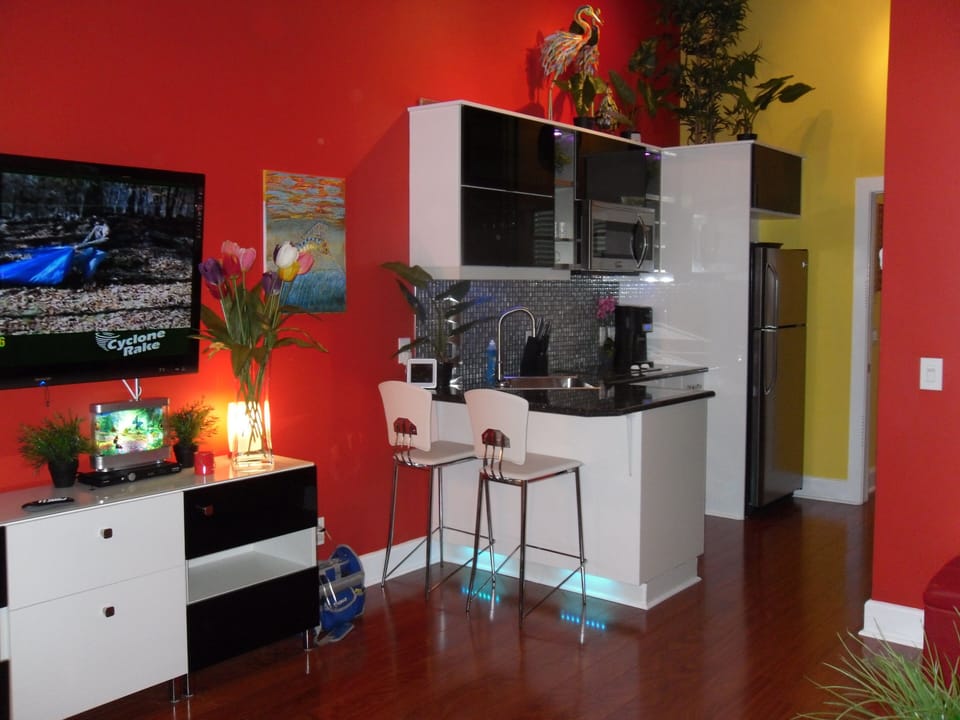 KITCHEN, STAINLESS STEEL APPLIANCES, GLASS COOKTOP, FRIG, FREEZER,  ICE MAKER.