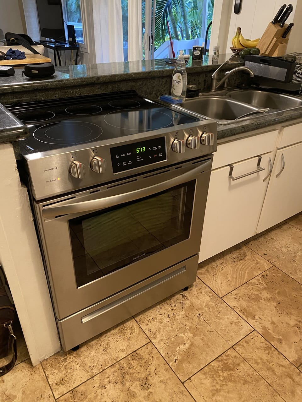 Kitchen counter with ew oven