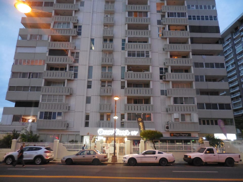 NIGHT TIME FRONT VIEW OF OCEAN TOWER CONDOMINIUM