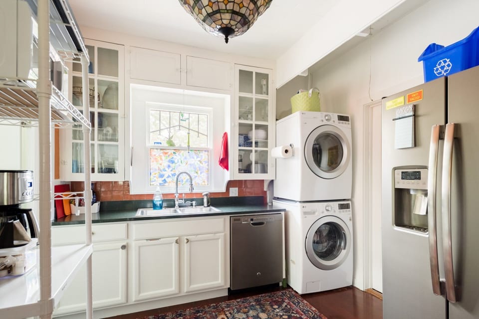 The kitchen is fully equipped and also has a full size washer and dryer.