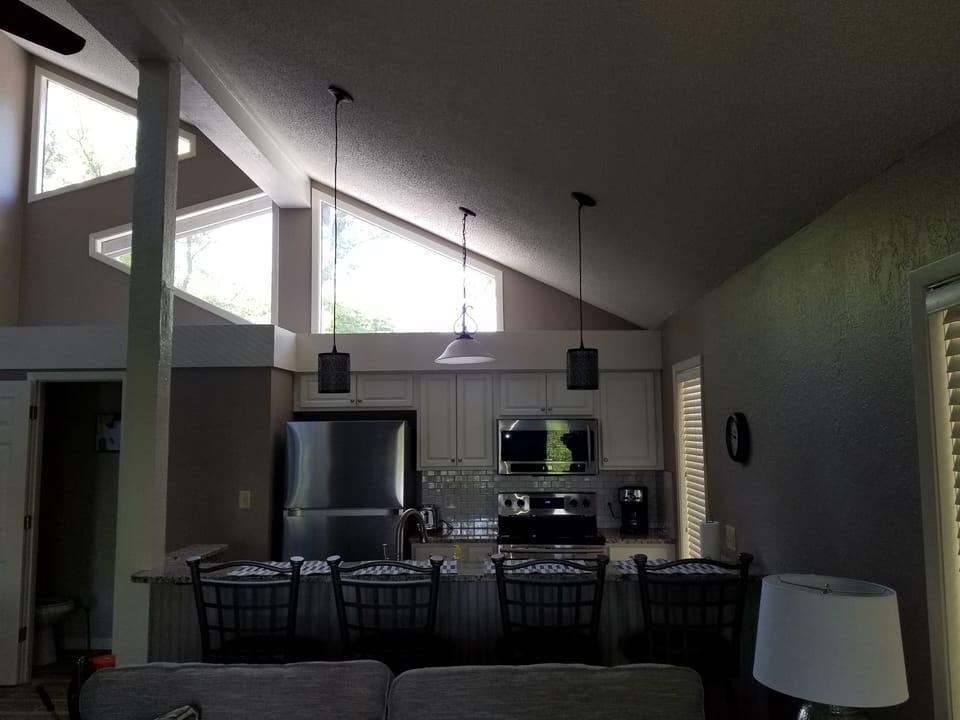 Kitchen and Bar Seating- View From Living Room