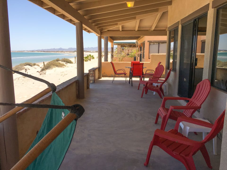 Beach front veranda. Great place to relax and enjoy the beach.