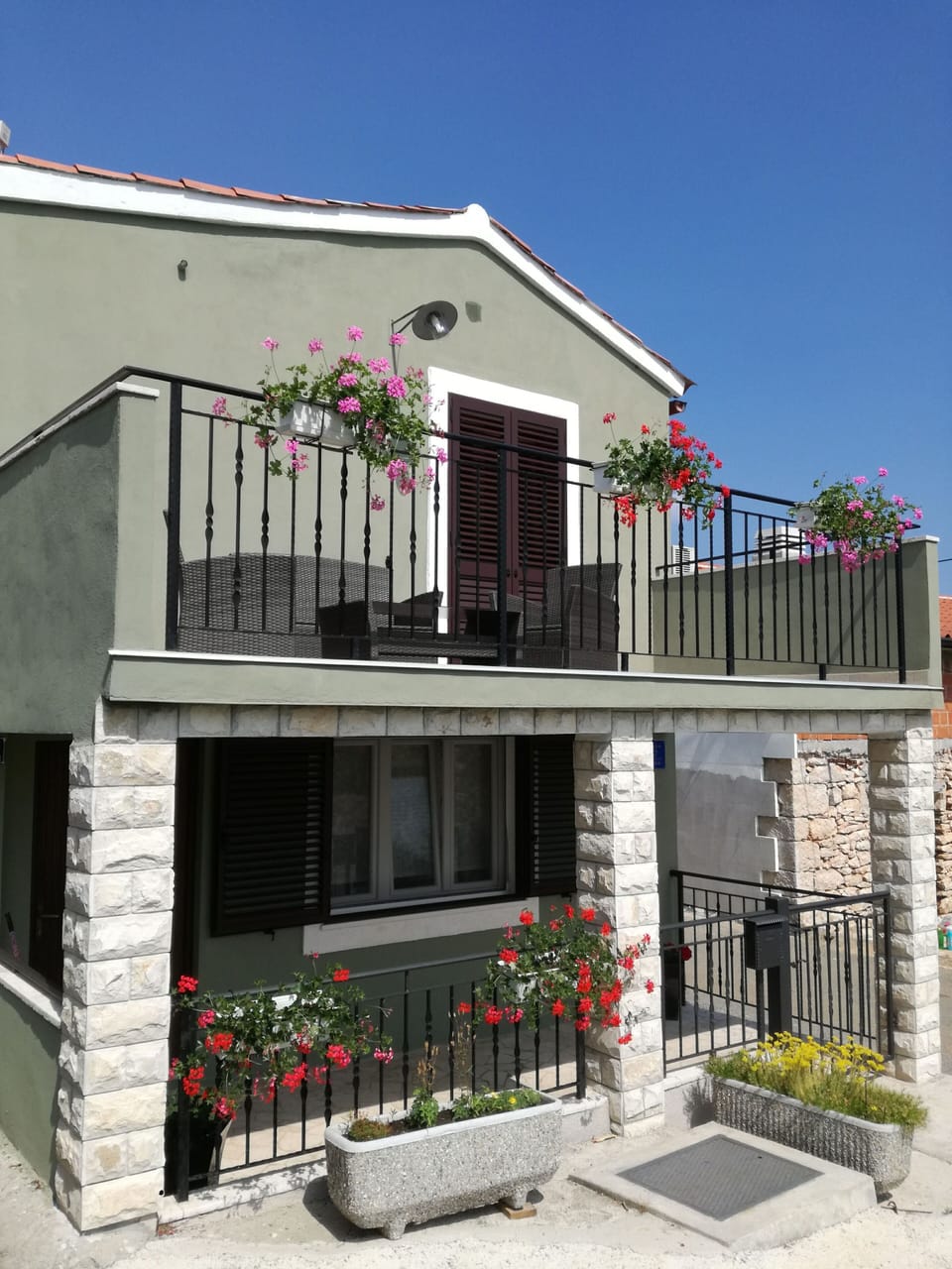 in front of the house