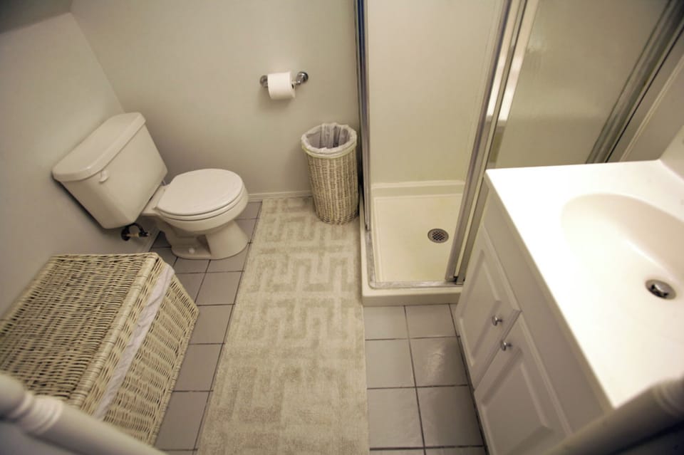 Bathroom with necessary amenities provided, as well as some extra ones.