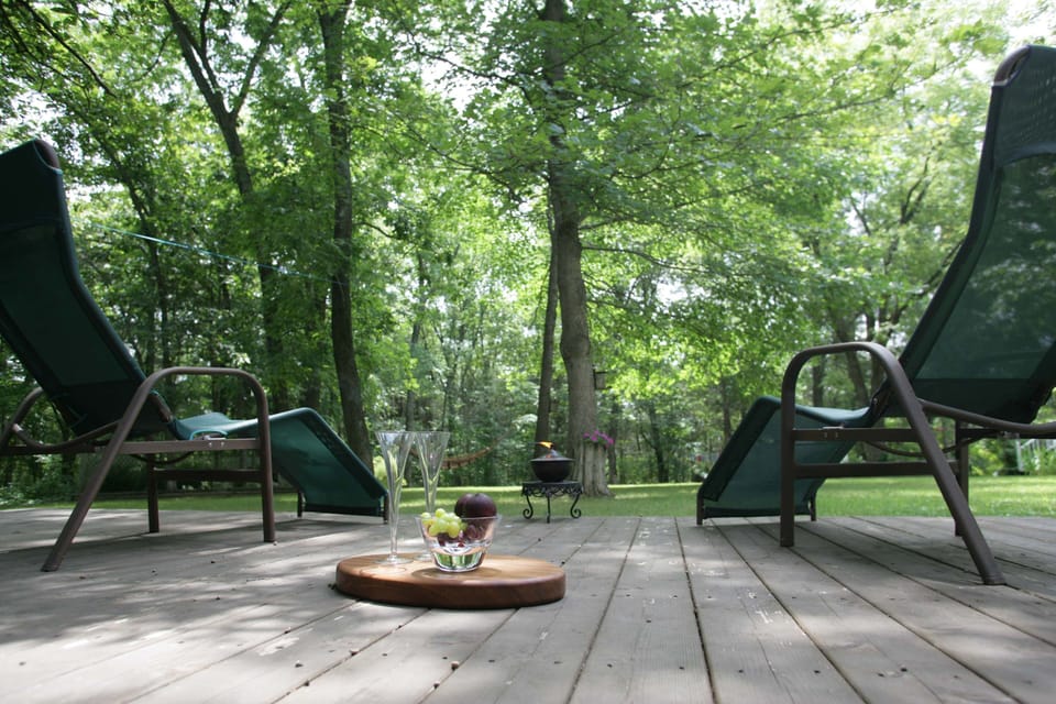 A retreat nestled among the trees.