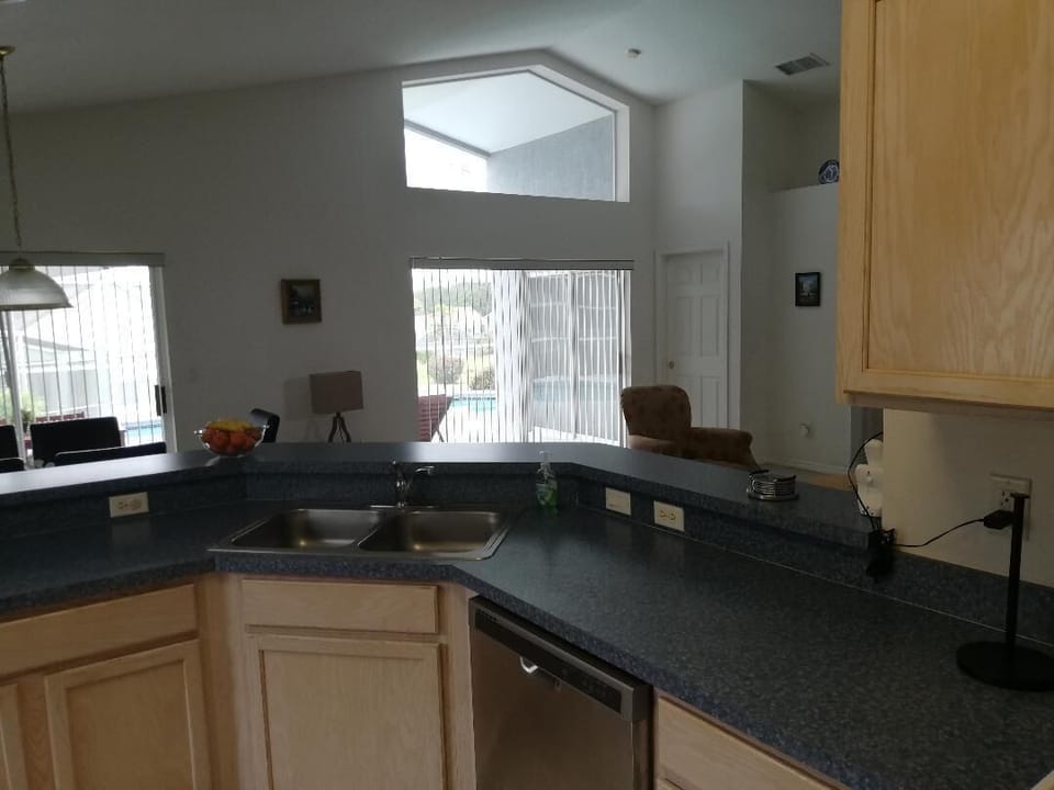 Kitchen with a view at the pool area