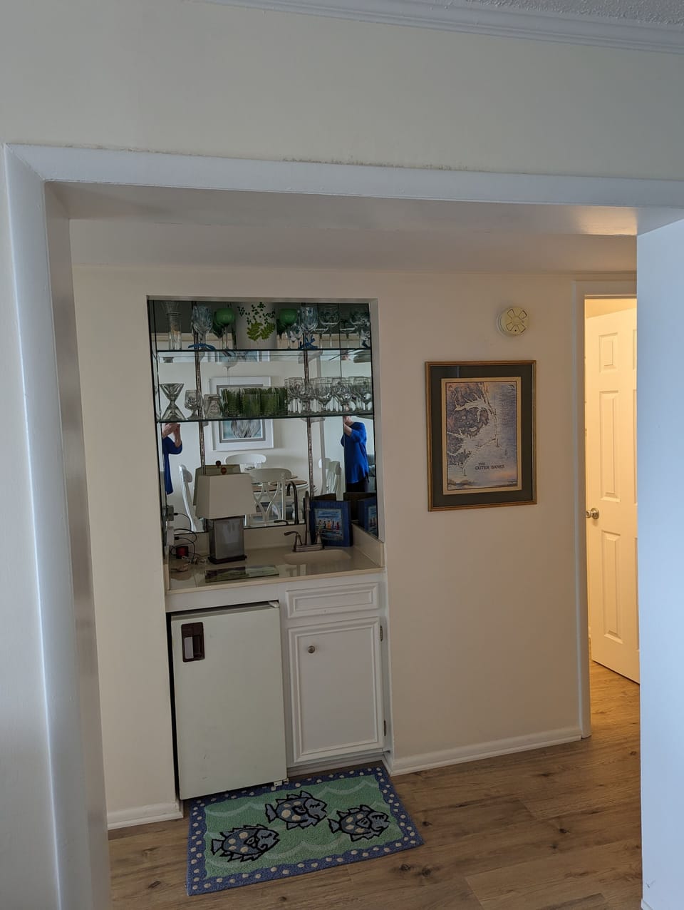 Wet bar with mini fridge