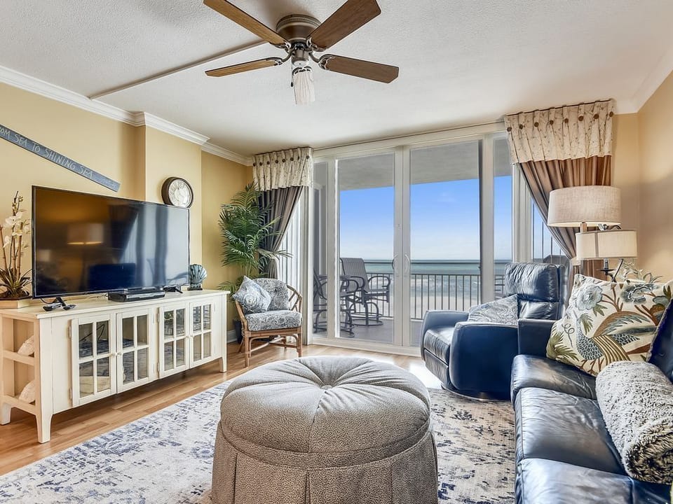 Living room with an ocean front view