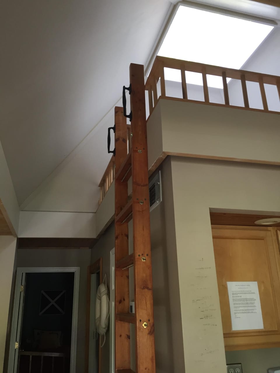 Ladder and safety railing for sleeping loft