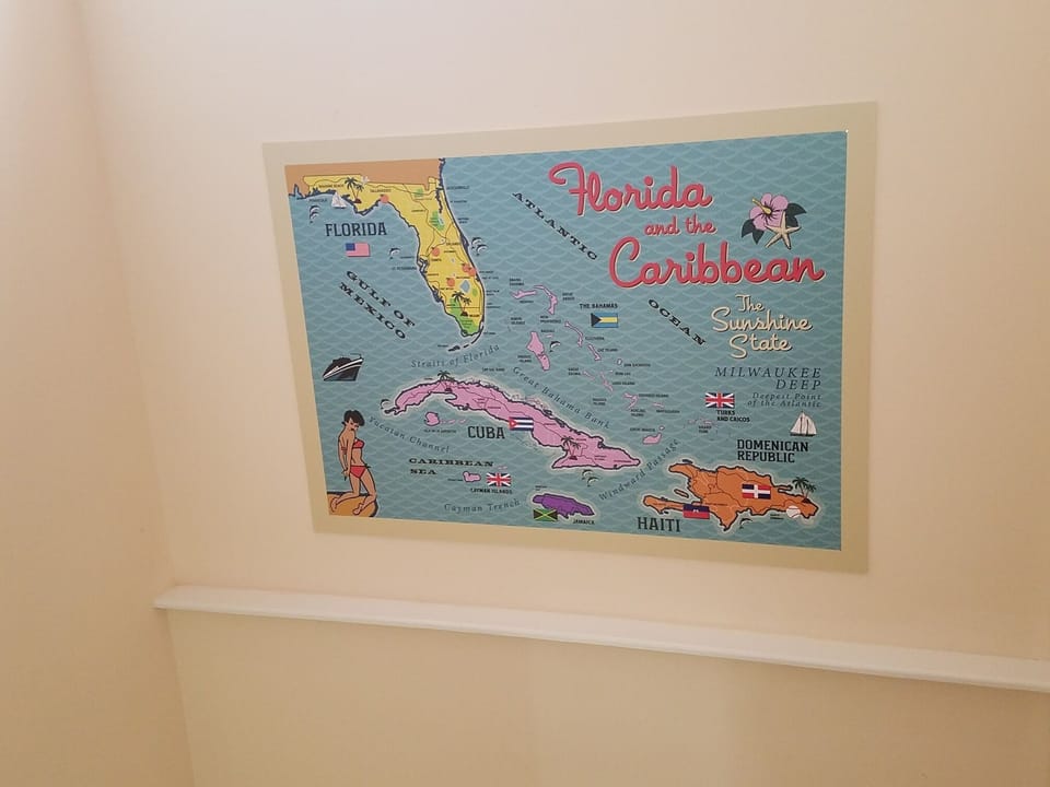 hall stairs. custom retro FL map