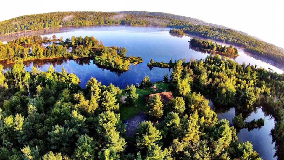 aerial view of the lodge on 16 acres of land
