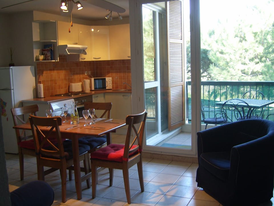 kitchen and living area