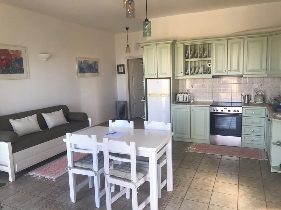 The villa has a lounge area with smart tv.