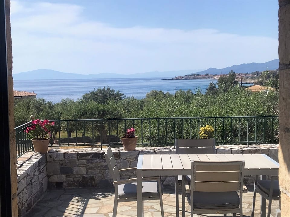 The beautiful sea view from the Villa Pefnos balcony.