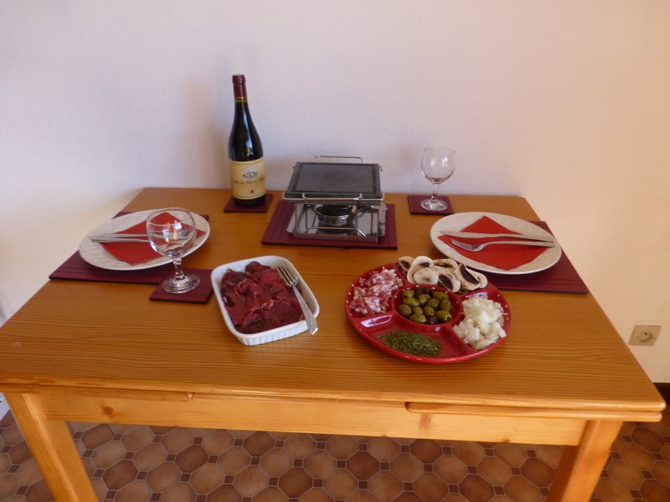 Set up for a wonderful evening eating Savoyard speciality - Pierrade
