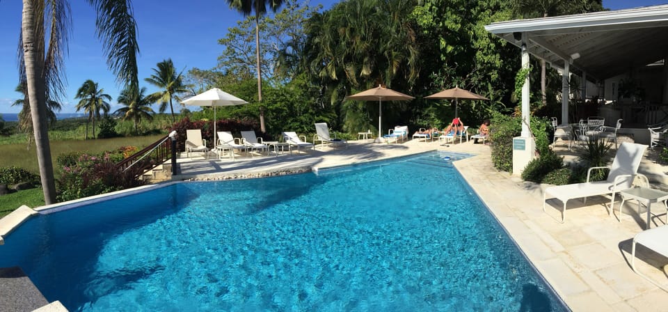 Pool and deck with umbrellas and sun loungers