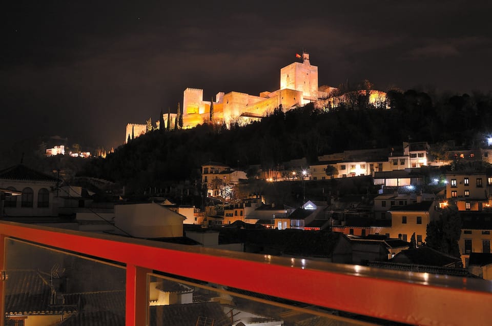 View from the terrace at night.