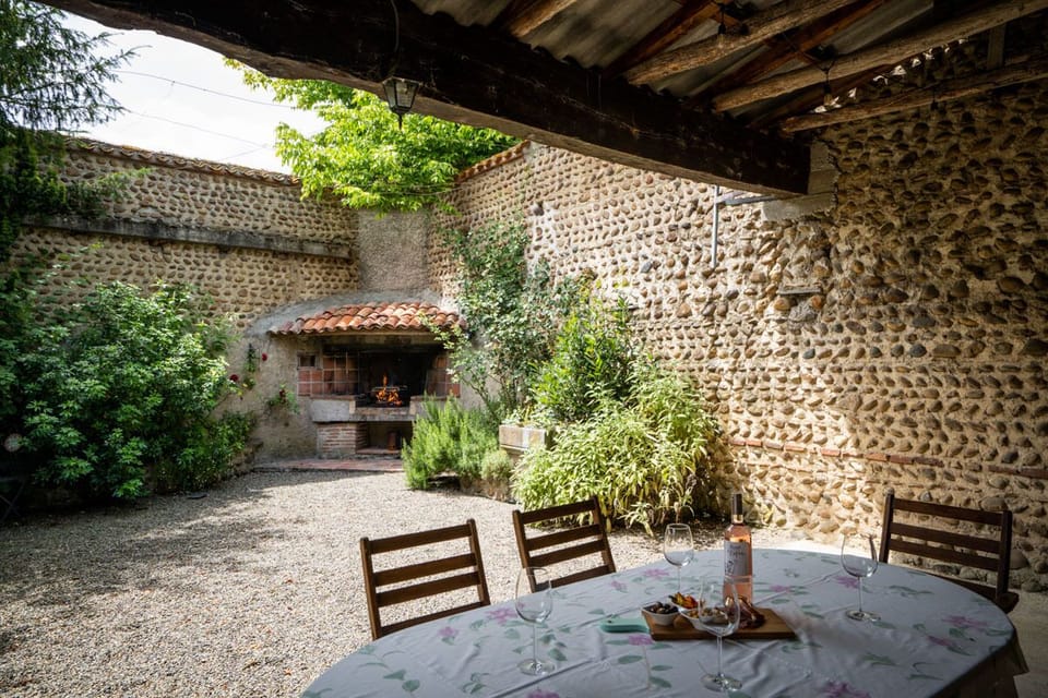 Sunny courtyard and covered patio