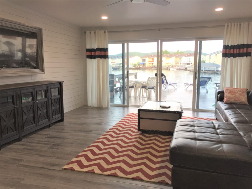 Living space with view of marina.