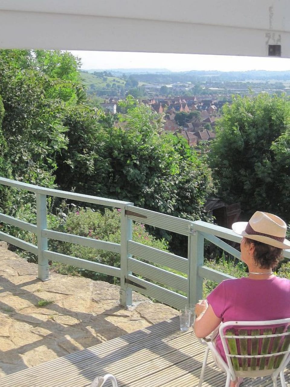 Patio overlooking Glastonbury town 