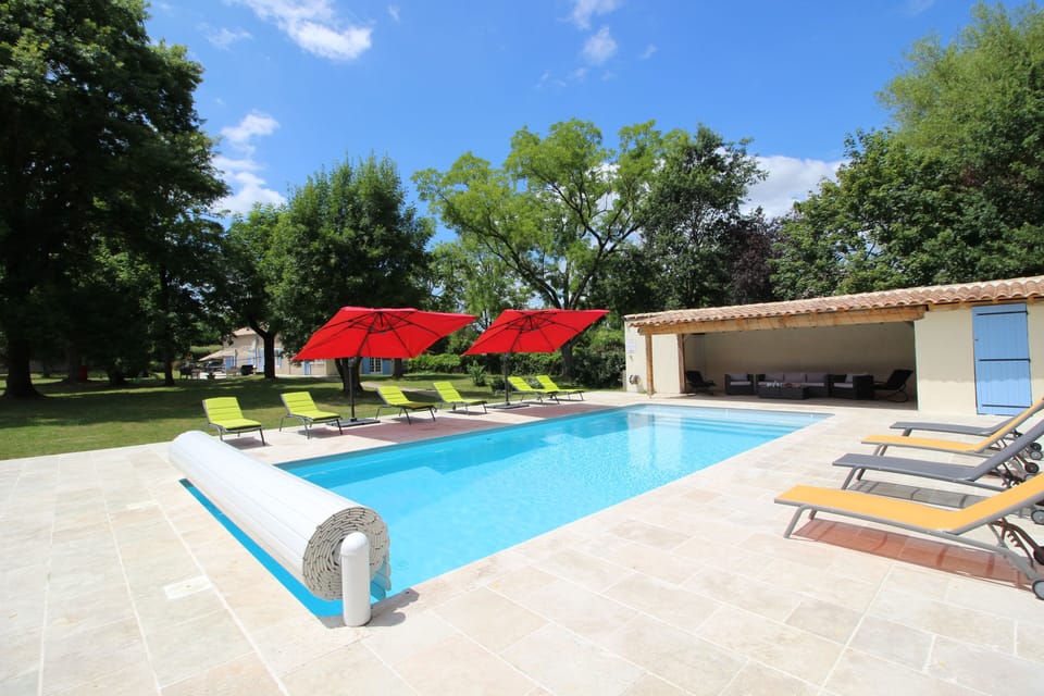 Stunning, spacious terrace by the heated pool with electric pool cover