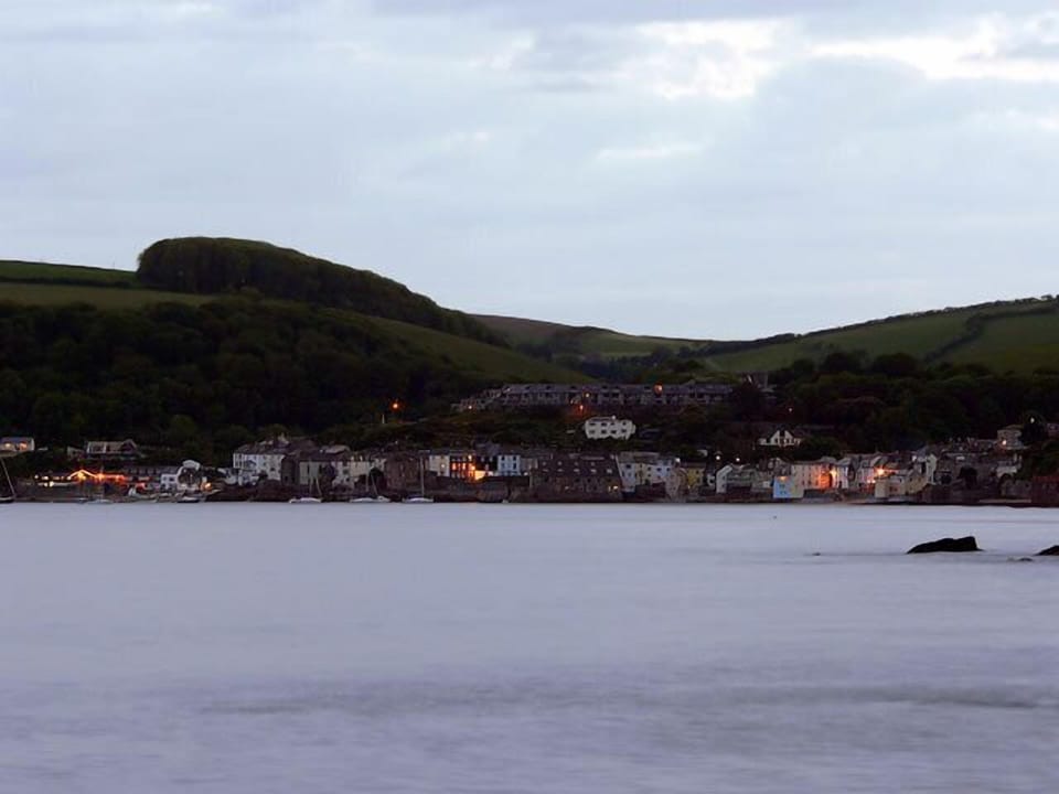 Evening view of village from the sea