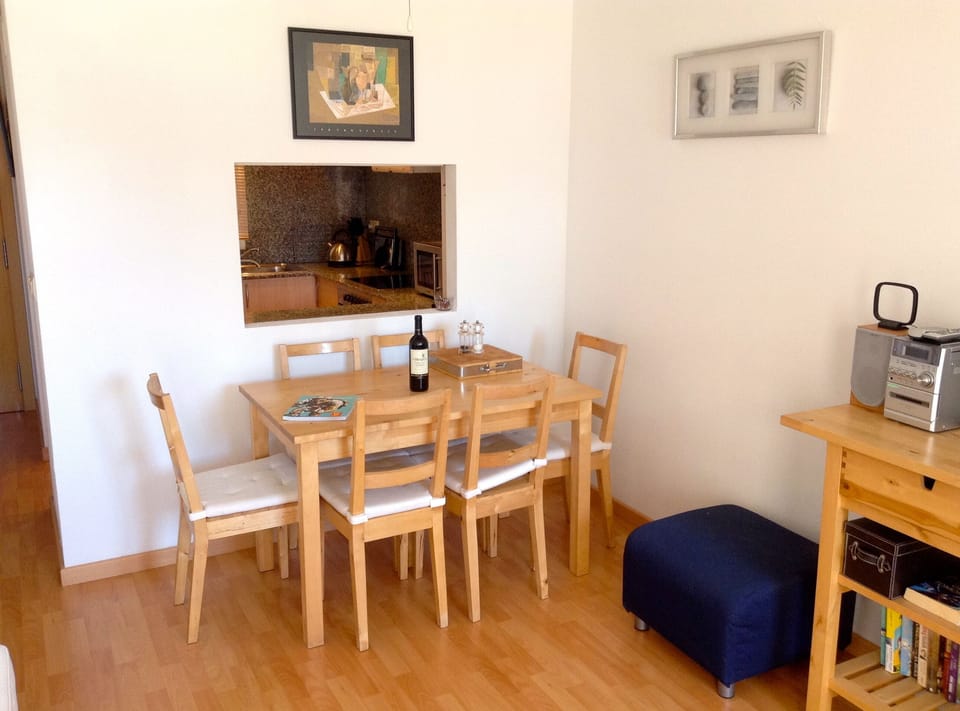 Dining area with a kitchen serving hatch