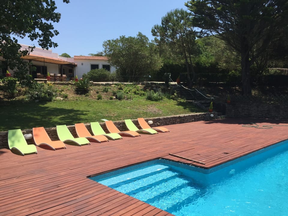 The villa seen from the pool