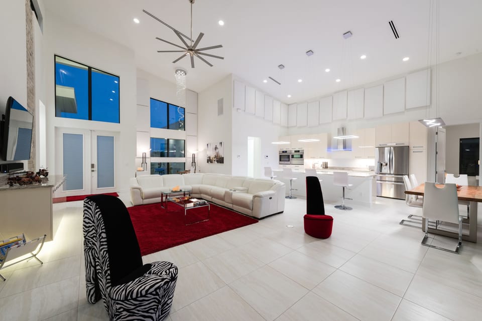 Great Room with view to the entrance - Designer furniture throughout