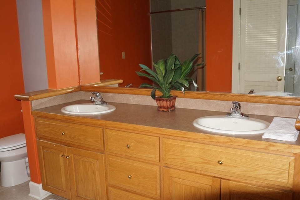 Master Bath has plenty room and whirlpool tub.