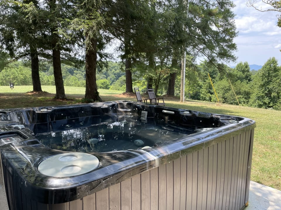 Hot Tub showing the lawn chairs for viewing sunsets.
