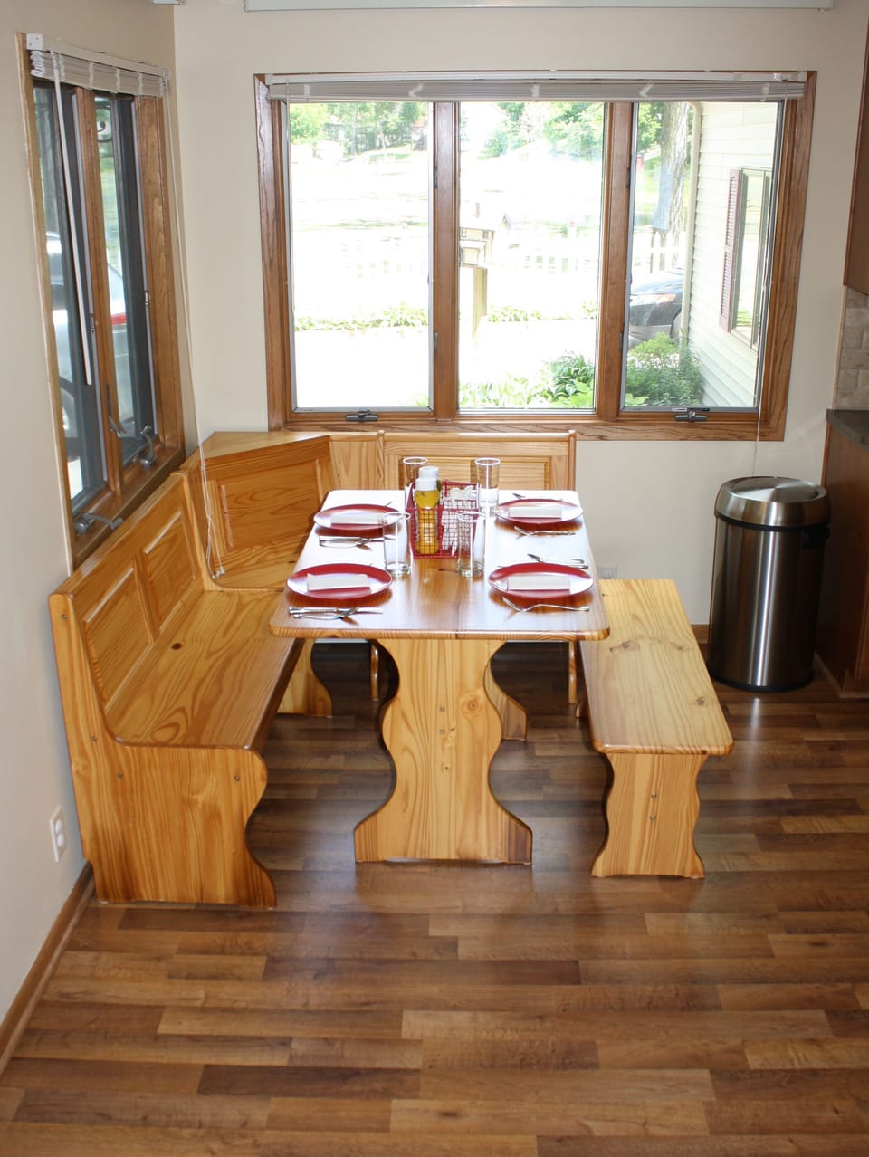 Kitchen nook perfect for breakfasts and reading the Sunday paper.
